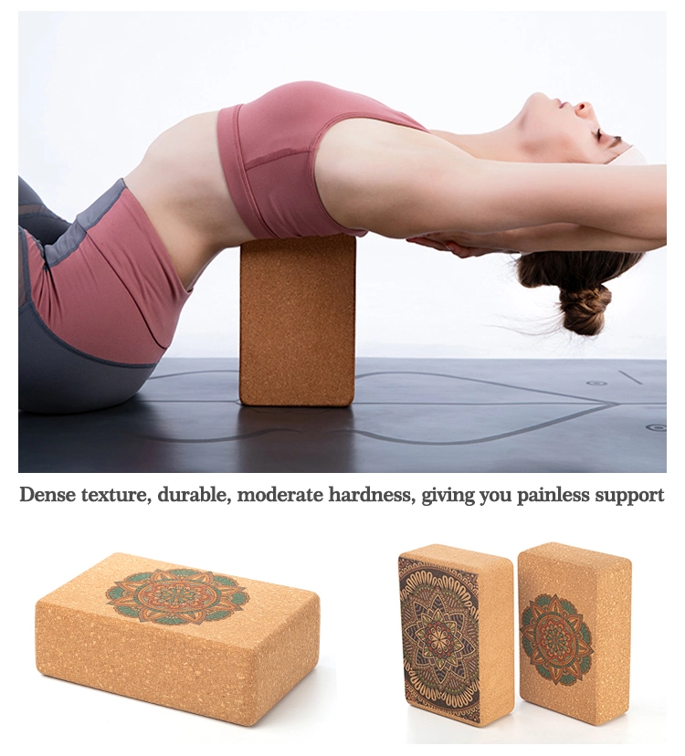 Multifunctional Custom Natural Wooden Cork Yoga Block and Bricks with Engraved Logo