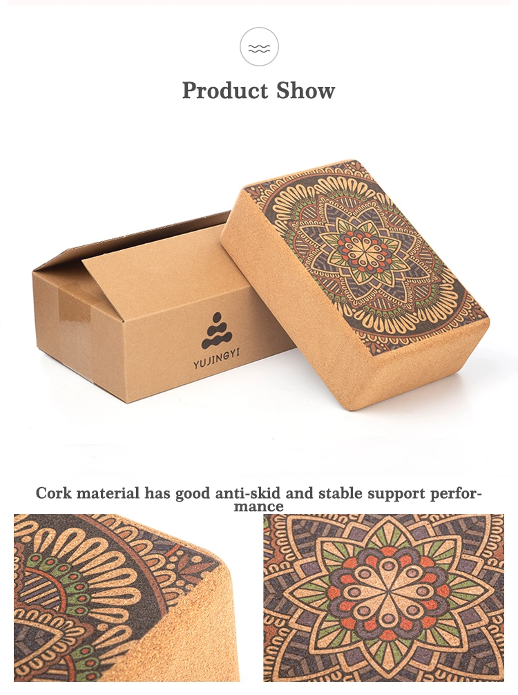 Multifunctional Custom Natural Wooden Cork Yoga Block and Bricks with Engraved Logo