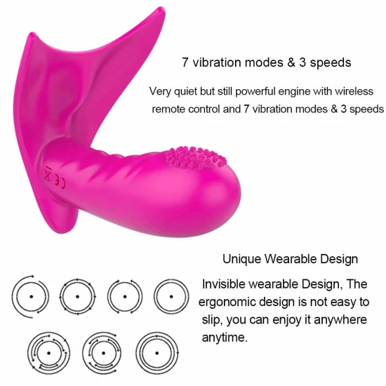 Masturbateur de massage féminin papillon portable à télécommande sans fil à 7 fréquences en silicone Produits pour adultes OEM